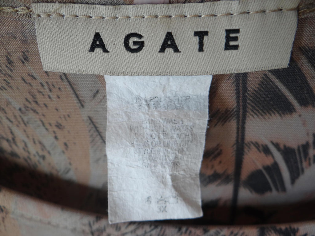 AGATE Women's Beige and Brown Feather Print Tunic Top, Size 3X
