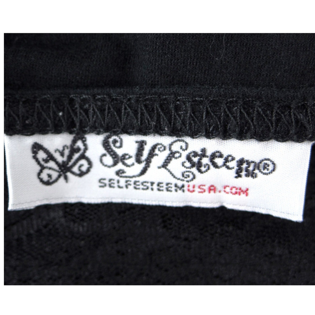 Self Esteem Womens Black Lace Trim Camisole V-Neck Adjustable Straps Tank Top L
