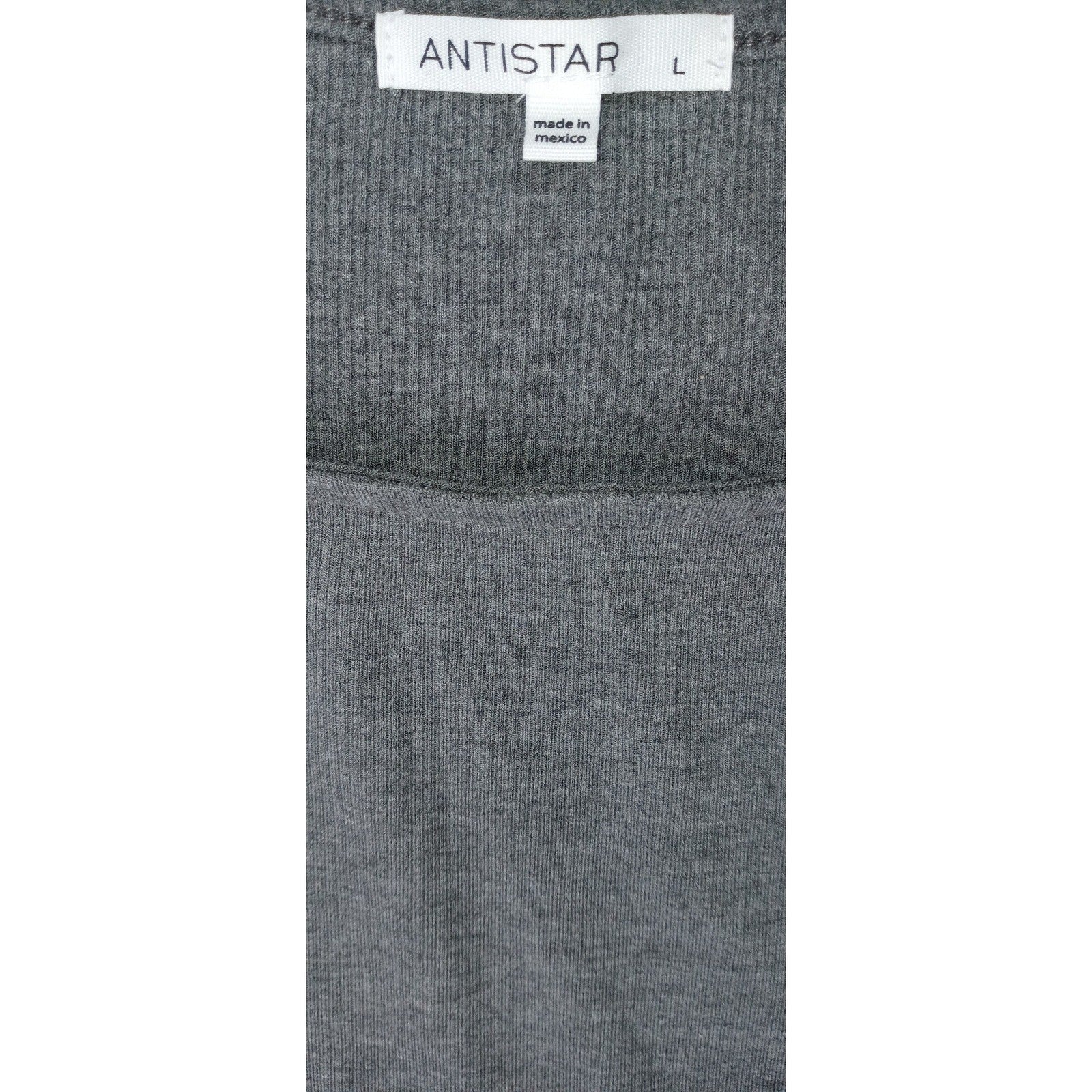 ANTISTAR Women's Charcoal Gray Ribbed Boat Neck Short Sleeve Dress Size L
