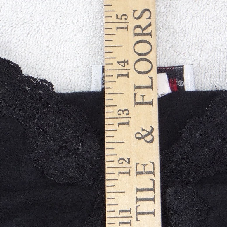 Self Esteem Womens Black Lace Trim Camisole V-Neck Adjustable Straps Tank Top L