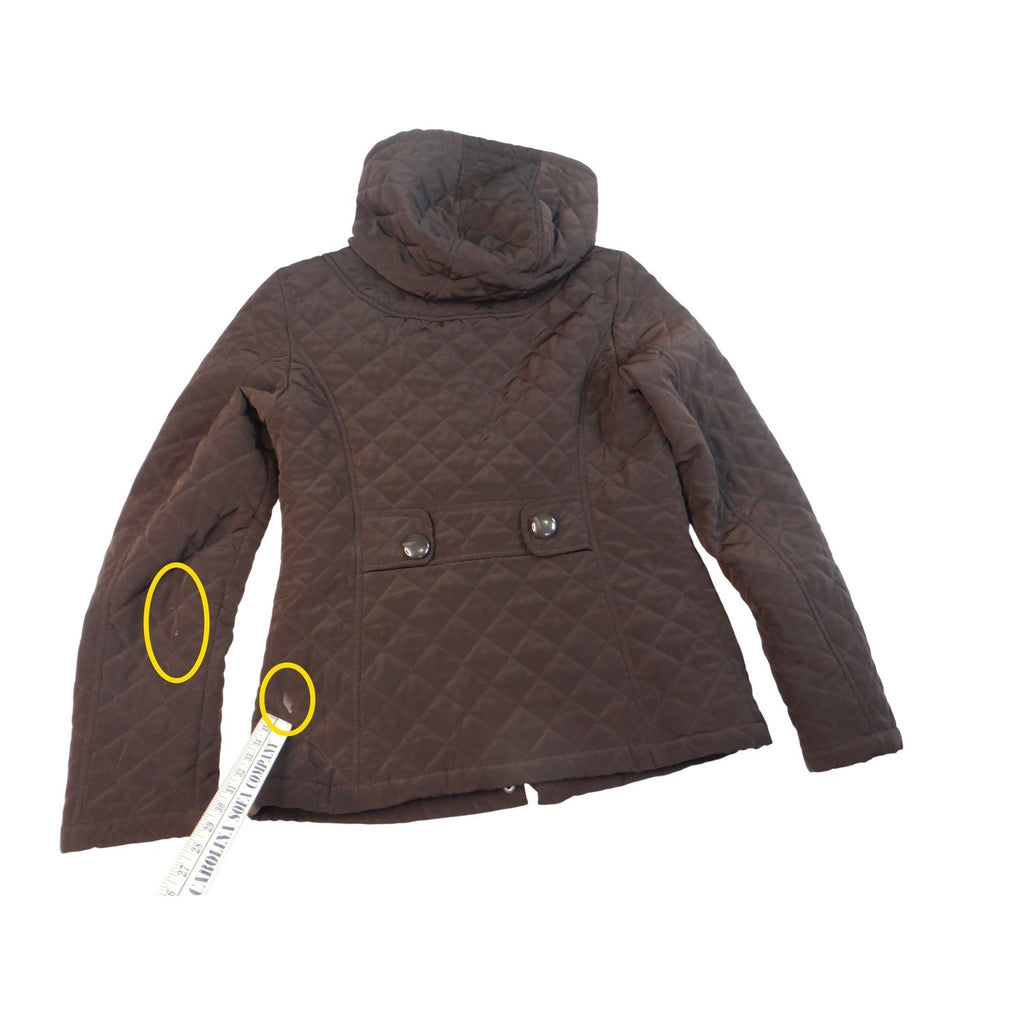 Esprit Quilted Hooded Toggle Jacket Brown Women's Size Medium Cozy Warm Winter