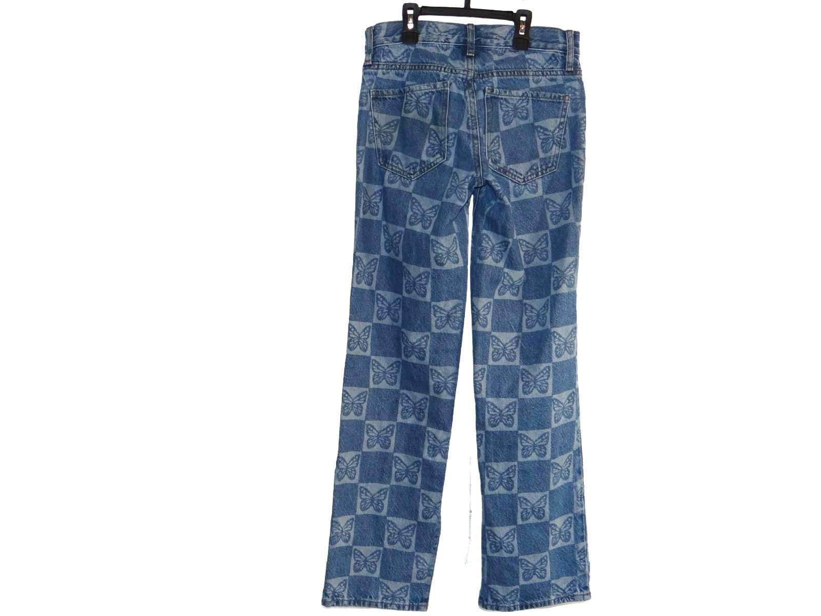 Pacsun Low Rise Straight Leg Jeans with Butterfly Print - Girls - Size 23