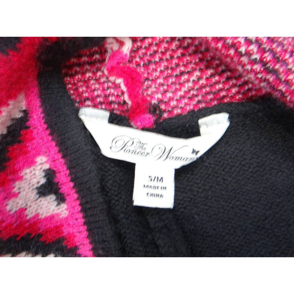 The Pioneer Woman Black Geometric Aztec Open Front Cardigan Sweater S M