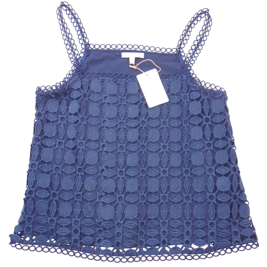 NWT-Skies Are Blue Navy Blue Geometric Eyelet Lace Tank Top Camisole Small