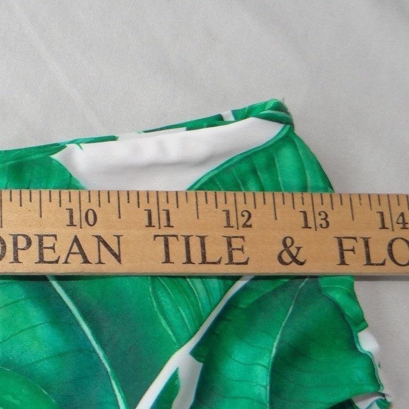 Unbranded Tropical Banana Leaf Print High Waisted Bikini Set Green White Medium