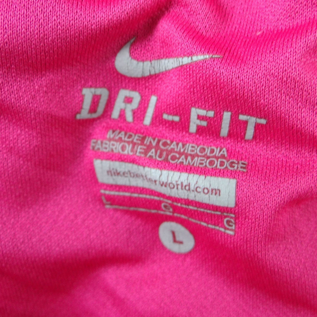 Nike Dri-FIT Womens Pink Ruched Side Athletic Shorts Size Large Drawstring Logo