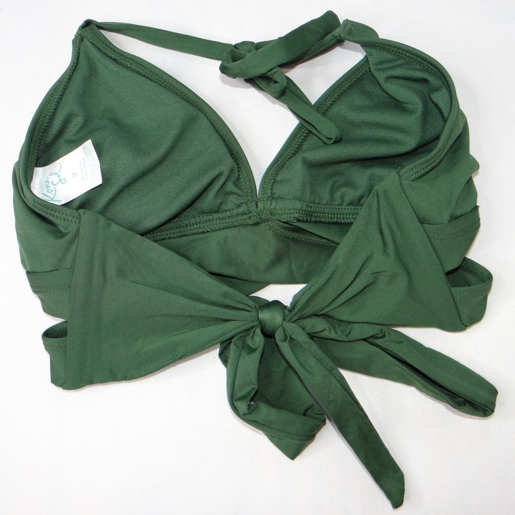 Kona Sol Womens Dark Green Halter Tie Bikini Swimsuit Set Size M/S