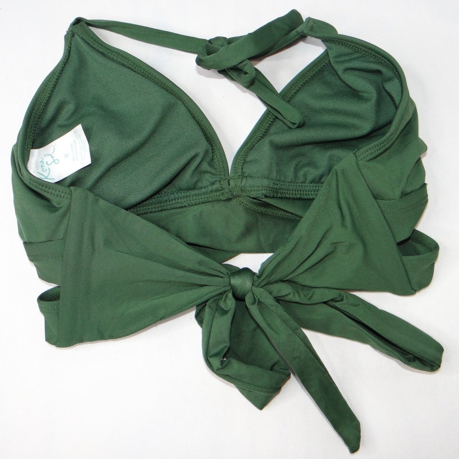 Kona Sol Womens Dark Green Halter Tie Bikini Swimsuit Set Size M/S