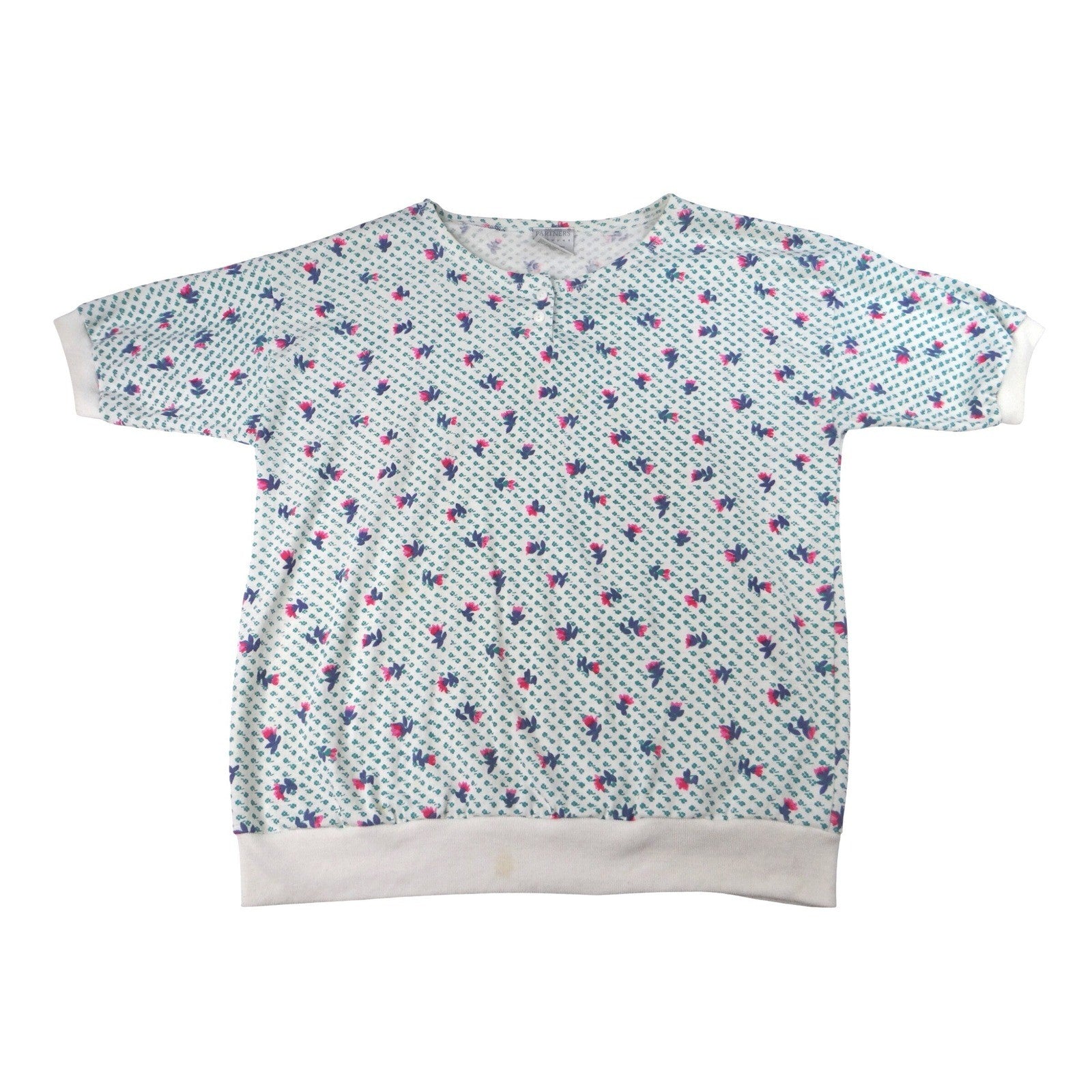 PARTNERS Mervyns Womens Size Small Floral Print V Neck Short Sleeve Top