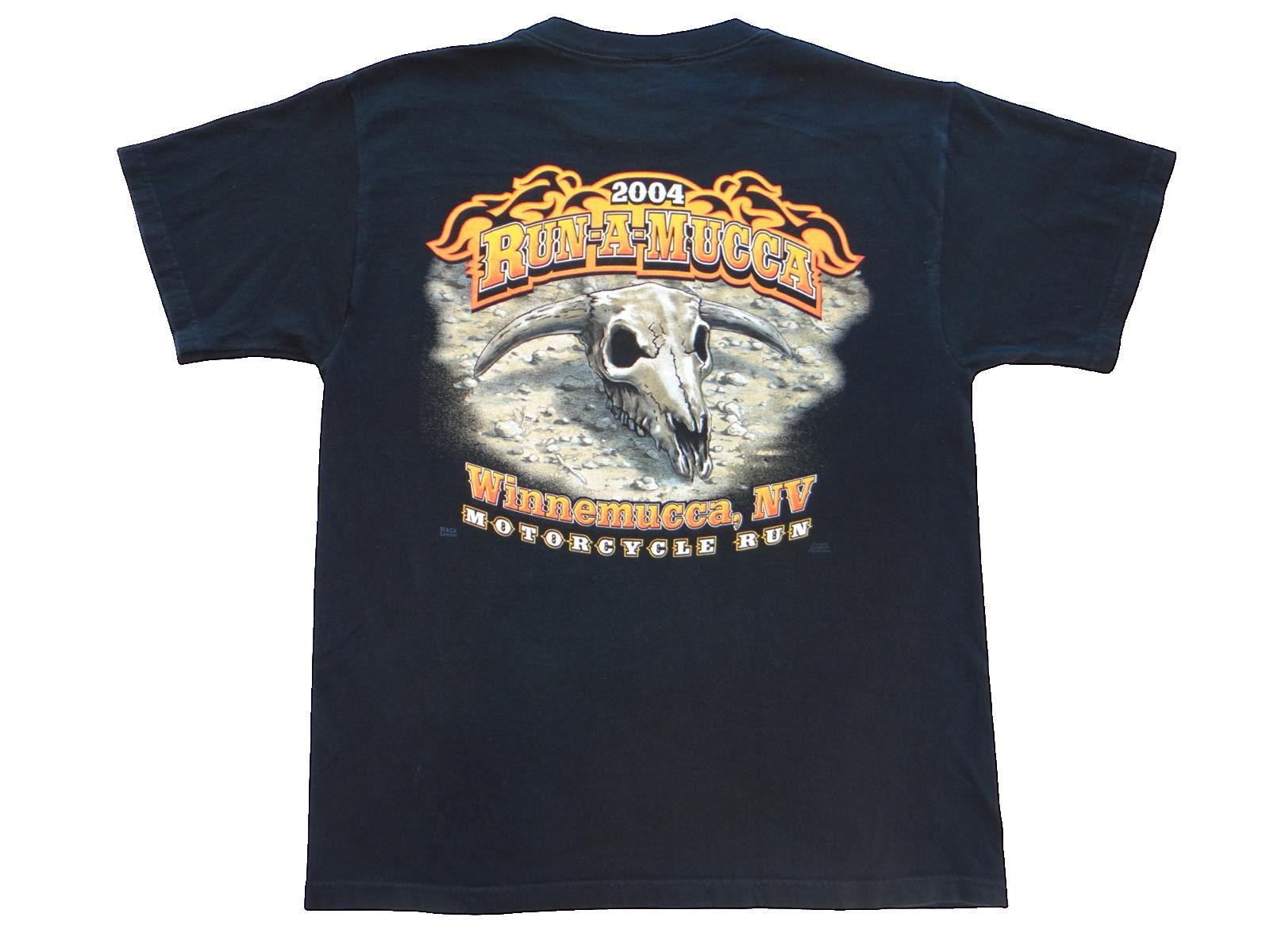2004 Run-A-Mucca Motorcycle Run Black Graphic T-Shirt