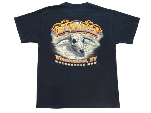 2004 Run-A-Mucca Motorcycle Run Black Graphic T-Shirt