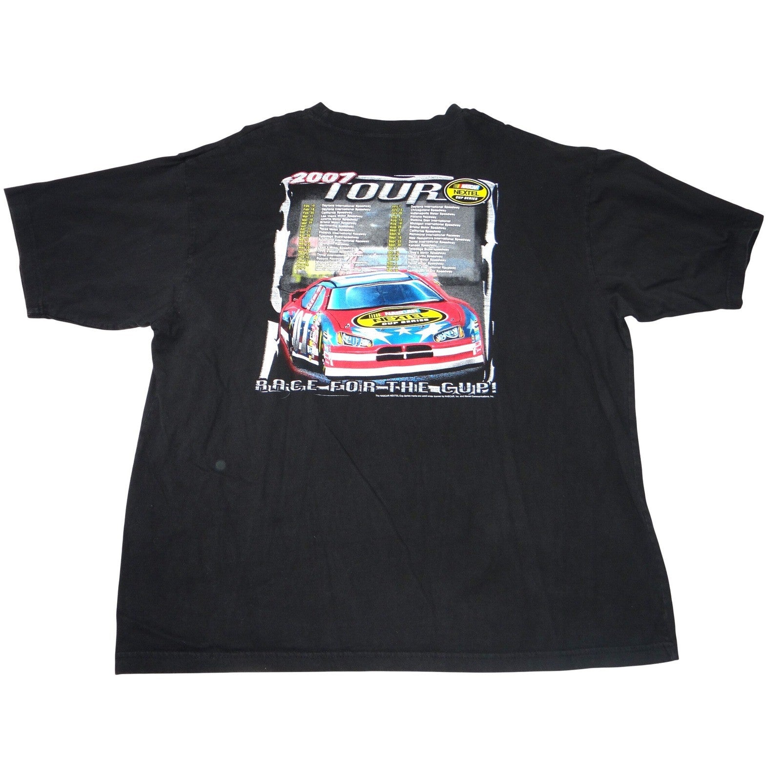 Y2K NASCAR Nextel Cup Series 2007 Tour TShirt Mens 3X Black Graphic Double Sided