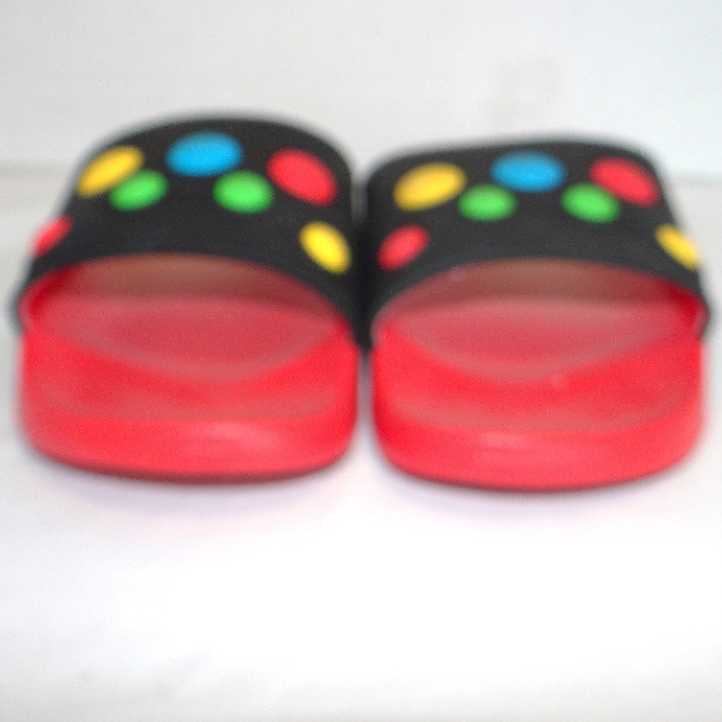 Wonder Nation Womens Red Yellow Ombre Slide Sandals Multicolor 3D Dots Size 6
