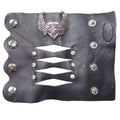 Harley-Davidson Black Leather Winged Heart Hair Glove Ponytail Wrap Rhinestone
