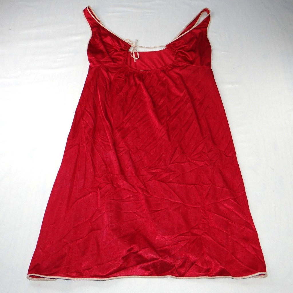 Vintage 2 pc Red Satin Nightgown Slip Loungewear Size 34 S Made in USA
