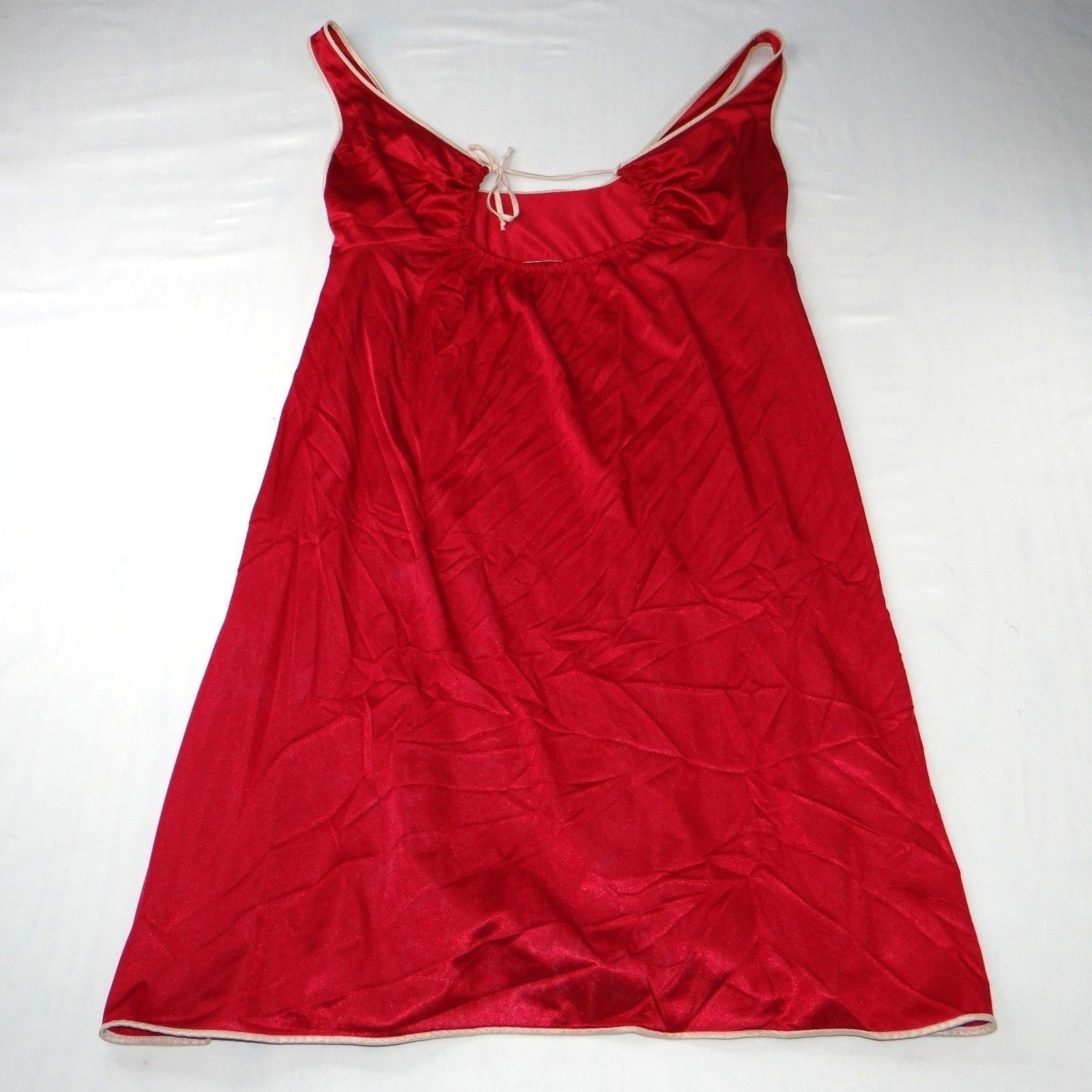 Vintage 2 pc Red Satin Nightgown Slip Loungewear Size 34 S Made in USA