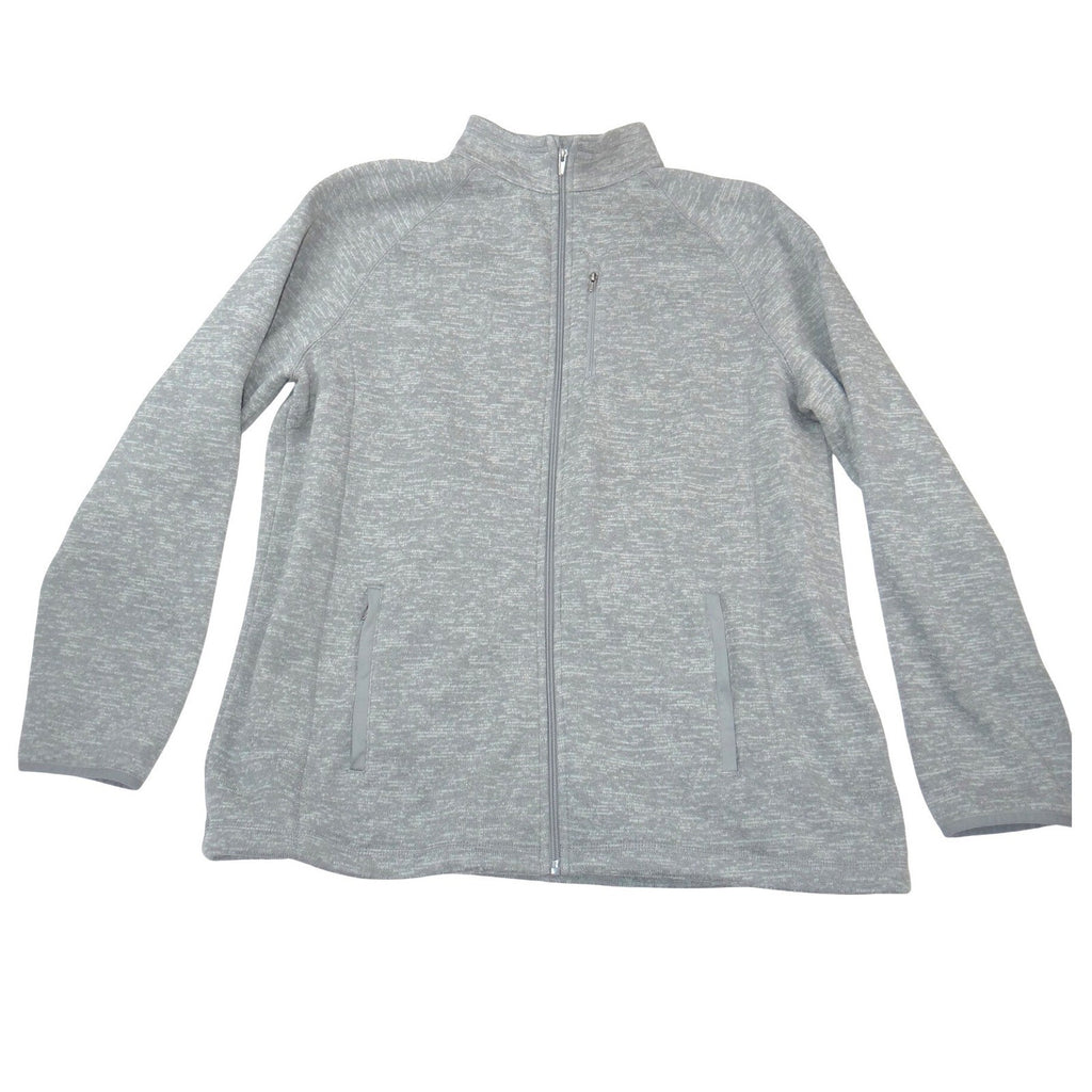 George Mens XL Gray Space Dye Full Zip Fleece Lined Jacket Mock Neck Outerwear