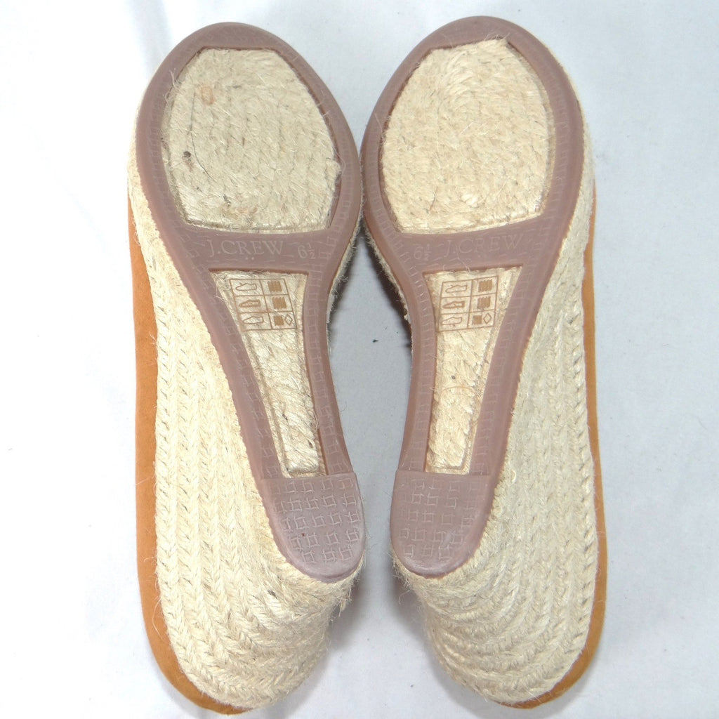 J. Crew Womens Tan Faux Suede Espadrille Wedge Pumps Camel Size 6.5