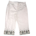 Chicos Pull On Capri Pants Cream Beaded Embroidered Hem Womens Size 1.5 US 10