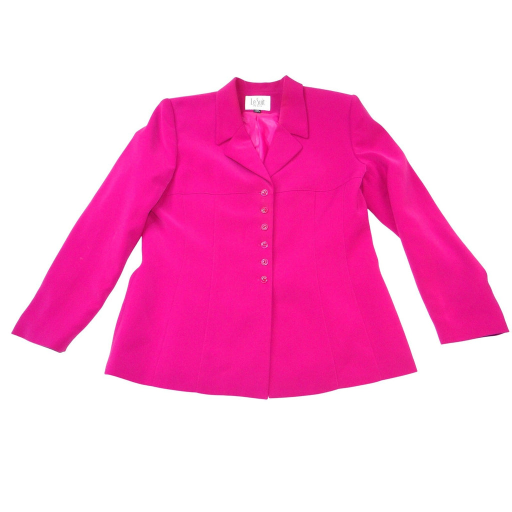 Le Suit Vintage Petite Women Magenta Pink 2 Piece Skirt Suit Blazer Set Size 10P