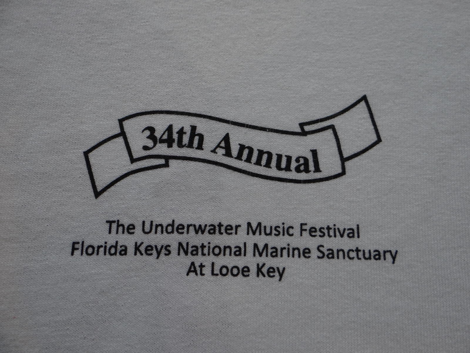34th Annual Underwater Music Festival Vintage T-Shirt Florida Keys Looe Key