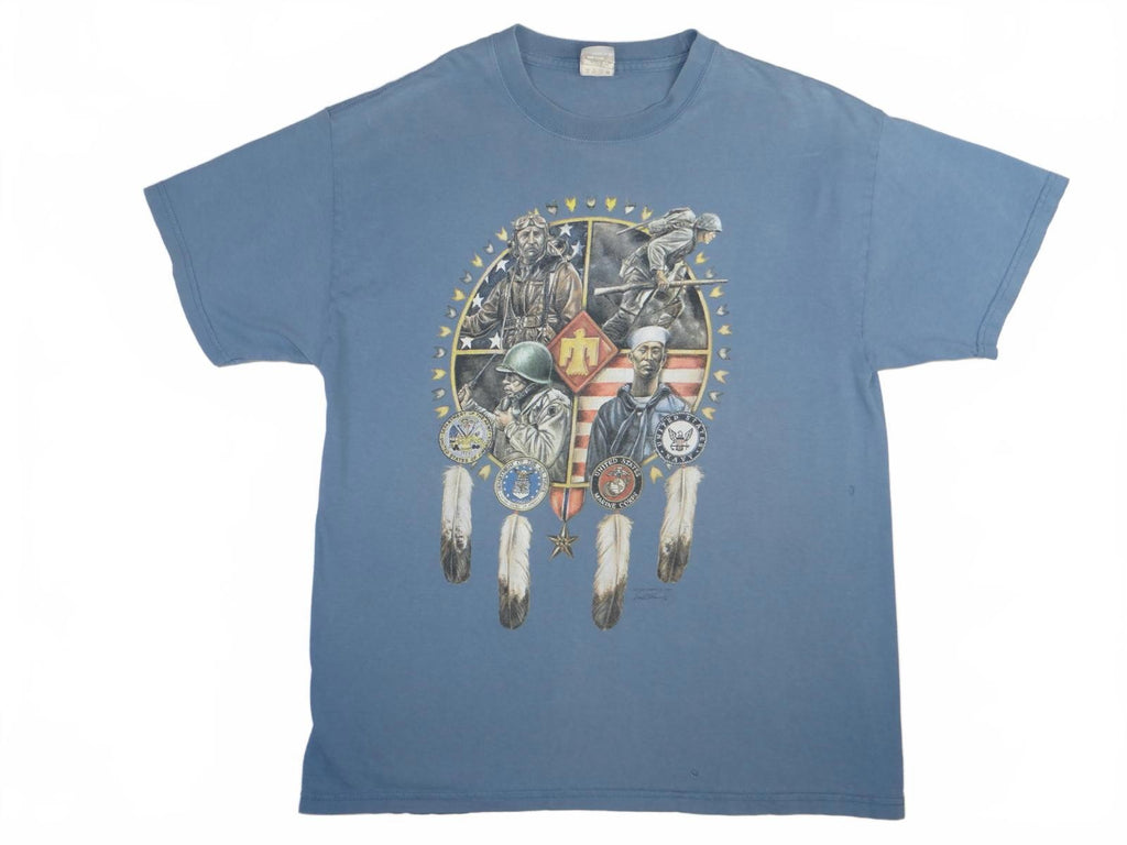Vintage Native American Military Graphic T-Shirt by Polar Graphics