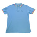Psycho Bunny Mens Blue Polo Shirt Embroidered Bunny Skull Logo Trim Size 8