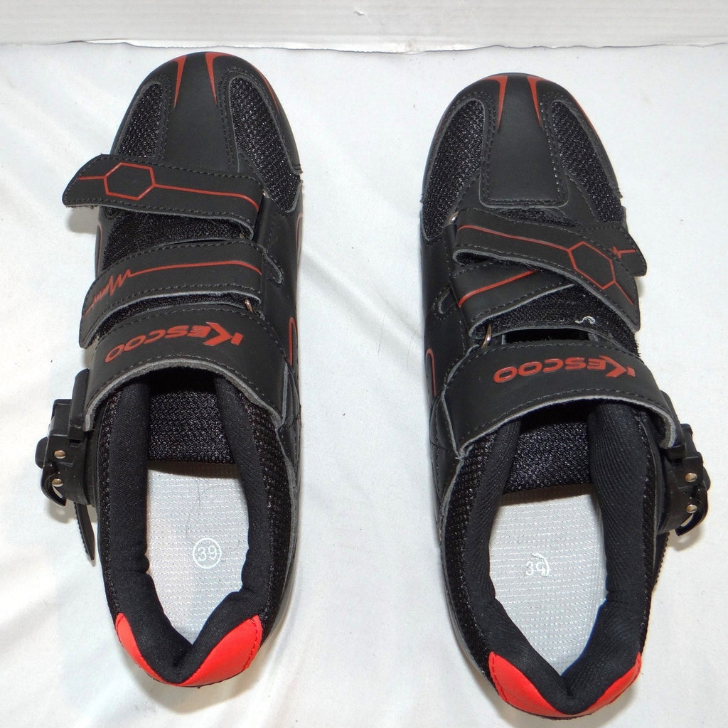Kescoo Cycling Shoes Black Red Size 39 Look Delta Cleats Indoor Road Bike Mens 7