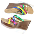 Outlooks Nolan Womens 10M Multi Color Metallic Strappy Wedge Sandals
