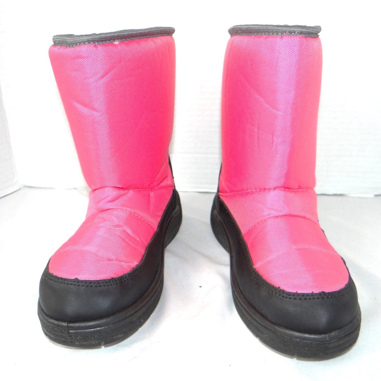 Girls Pink Snow Boots Snowflake Insulated Winter Faux Fur Lined Size 2