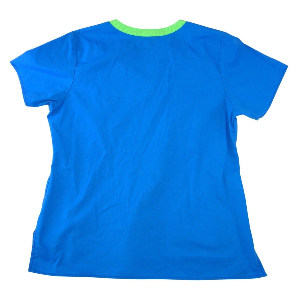 WonderWink WonderFlex Womens Blue V-Neck Scrub Top Short Sleeve Medium 0168