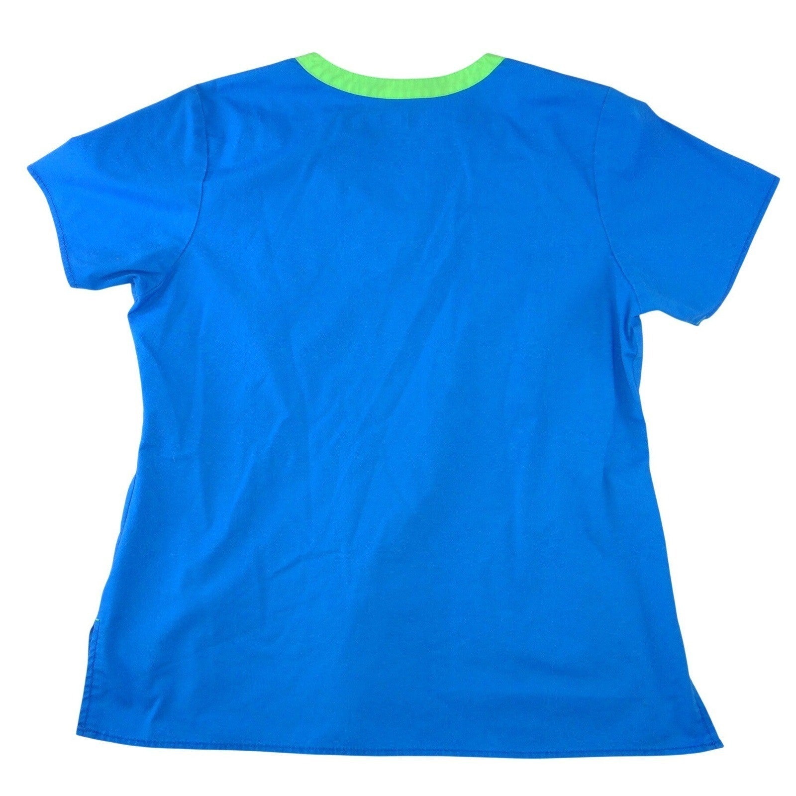 WonderWink WonderFlex Womens Blue V-Neck Scrub Top Short Sleeve Medium 0168