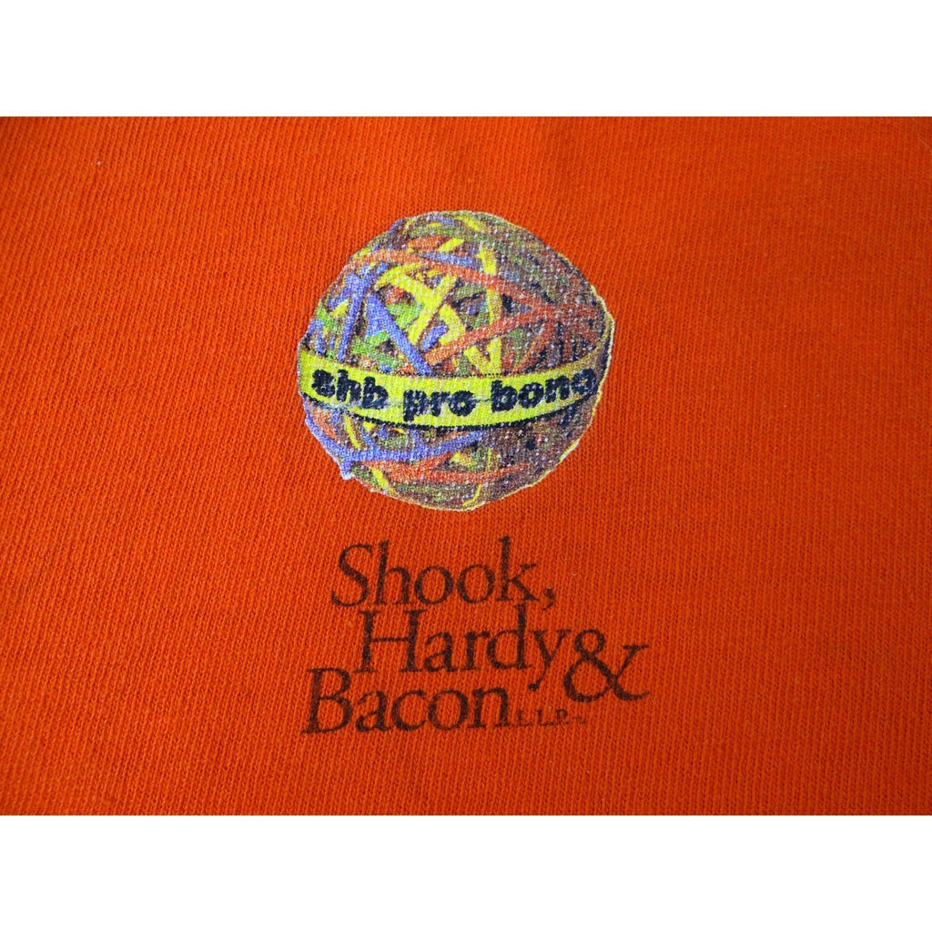 Vintage Orange T Shirt Shook Hardy & Bacon "One Person Can Make A Difference" XL
