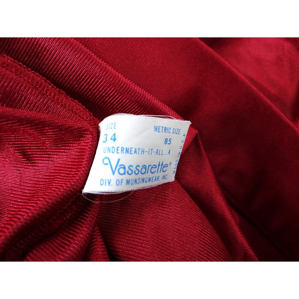 Vintage 2 pc Red Satin Nightgown Slip Loungewear Size 34 S Made in USA