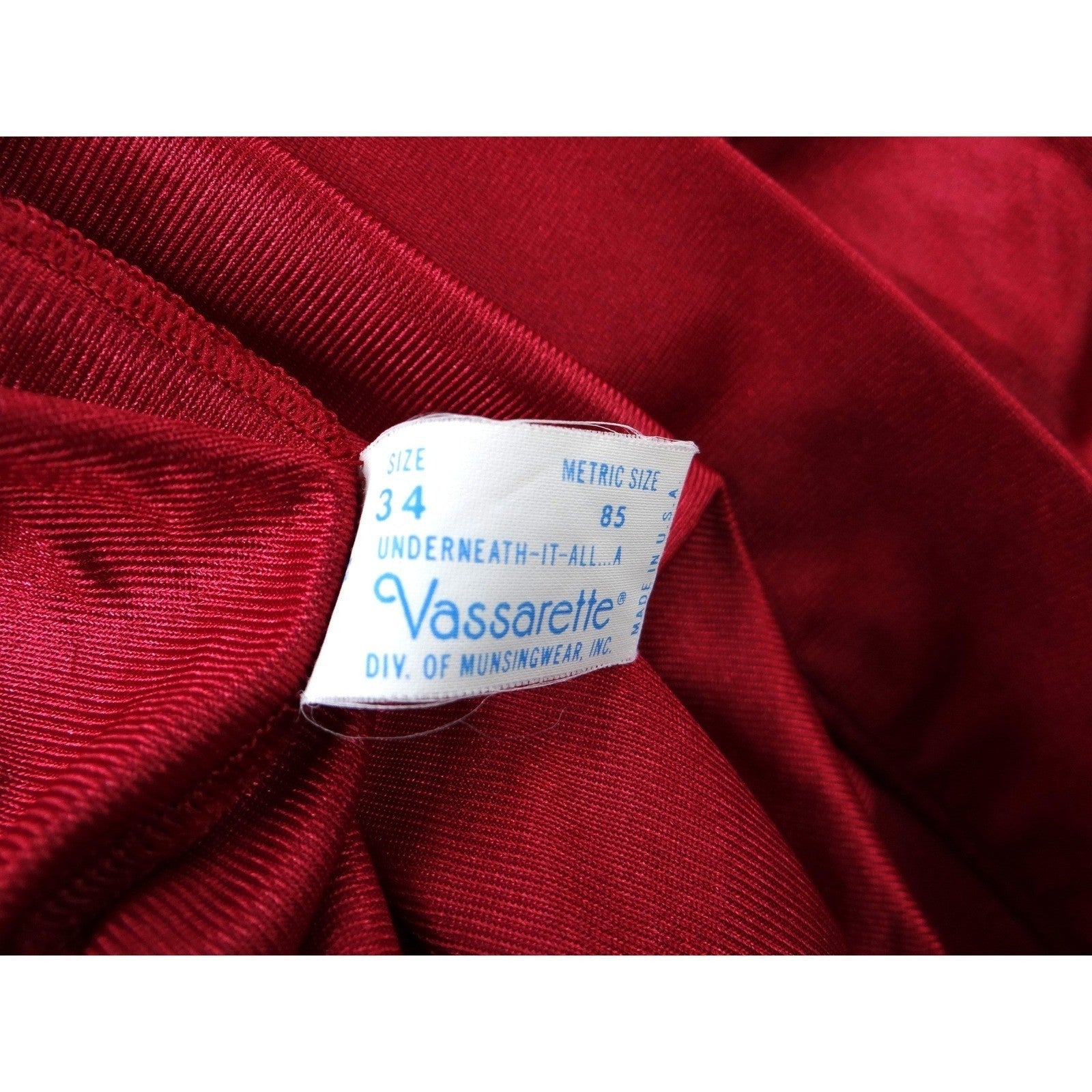 Vintage 2 pc Red Satin Nightgown Slip Loungewear Size 34 S Made in USA