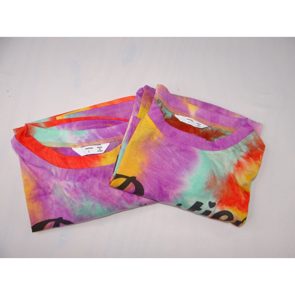 Set of Tie Dye Besties Graphic T Shirts Size L