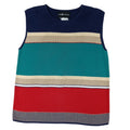 Vintage Sag Harbor Striped Sleeveless Knit Vest Top Navy Red Teal Cream Medium