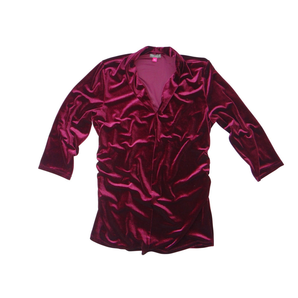 Vince Camuto Burgundy Velvet Ruched Tunic Womens XL