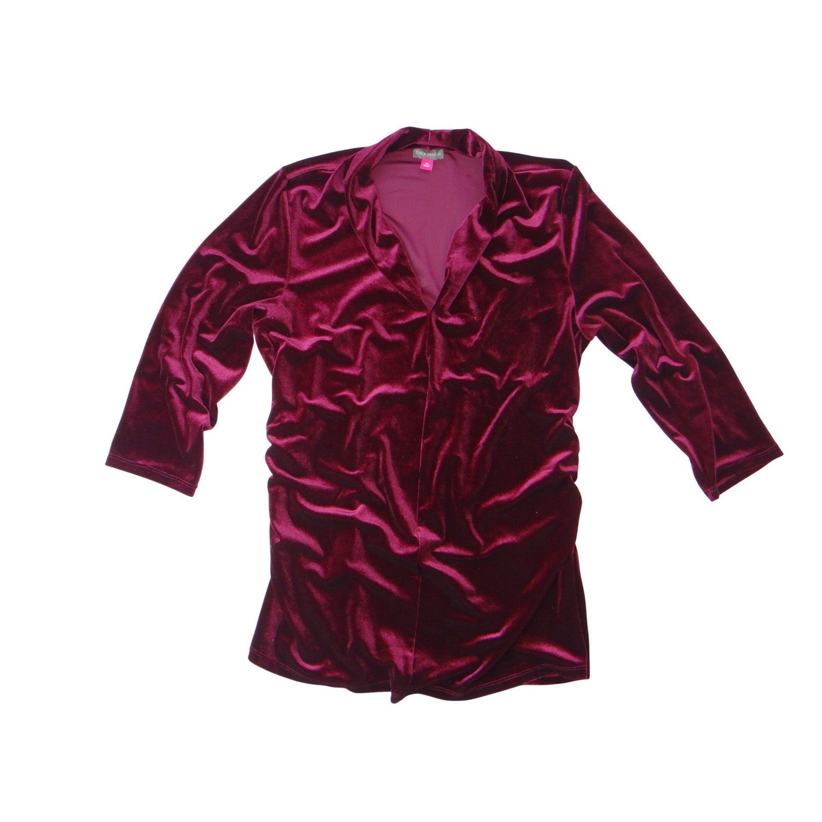 Vince Camuto Burgundy Velvet Ruched Tunic Womens XL