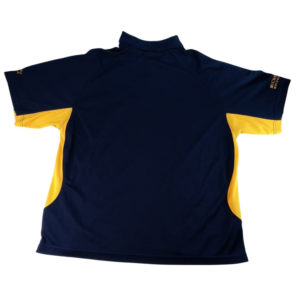 Starter Michigan Wolverines Navy Blue Yellow Polo Shirt Mens XL Embroidered