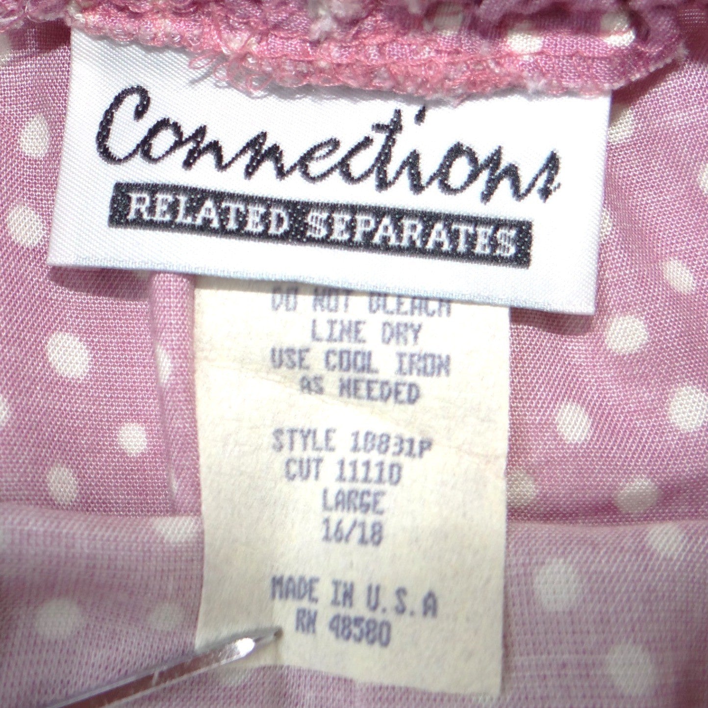 Vintage Connections Mauve Polka Dot Skirt Suit Set Blazer Skirt Belt Large 16/18