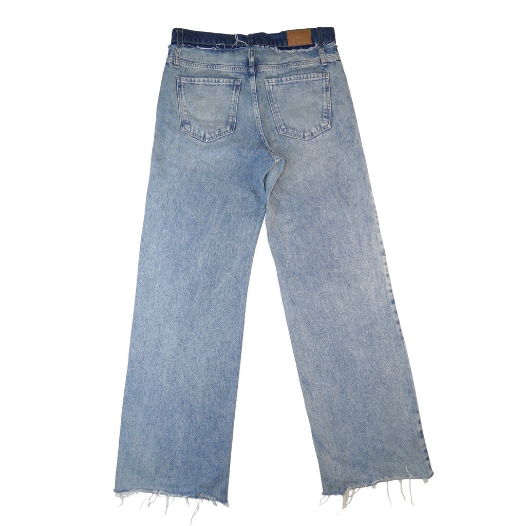 ZARA Women Straight Leg Jeans Light Wash Distressed Raw Hem Size 6