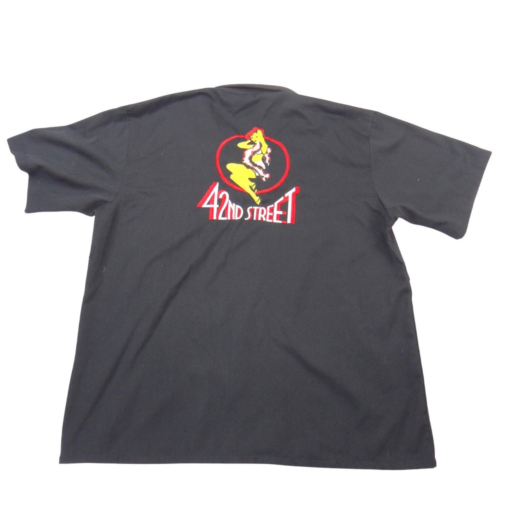 Vintage Black 42nd Street Pin-up Girl Embroidered Work Shirt Mens Dennis XL