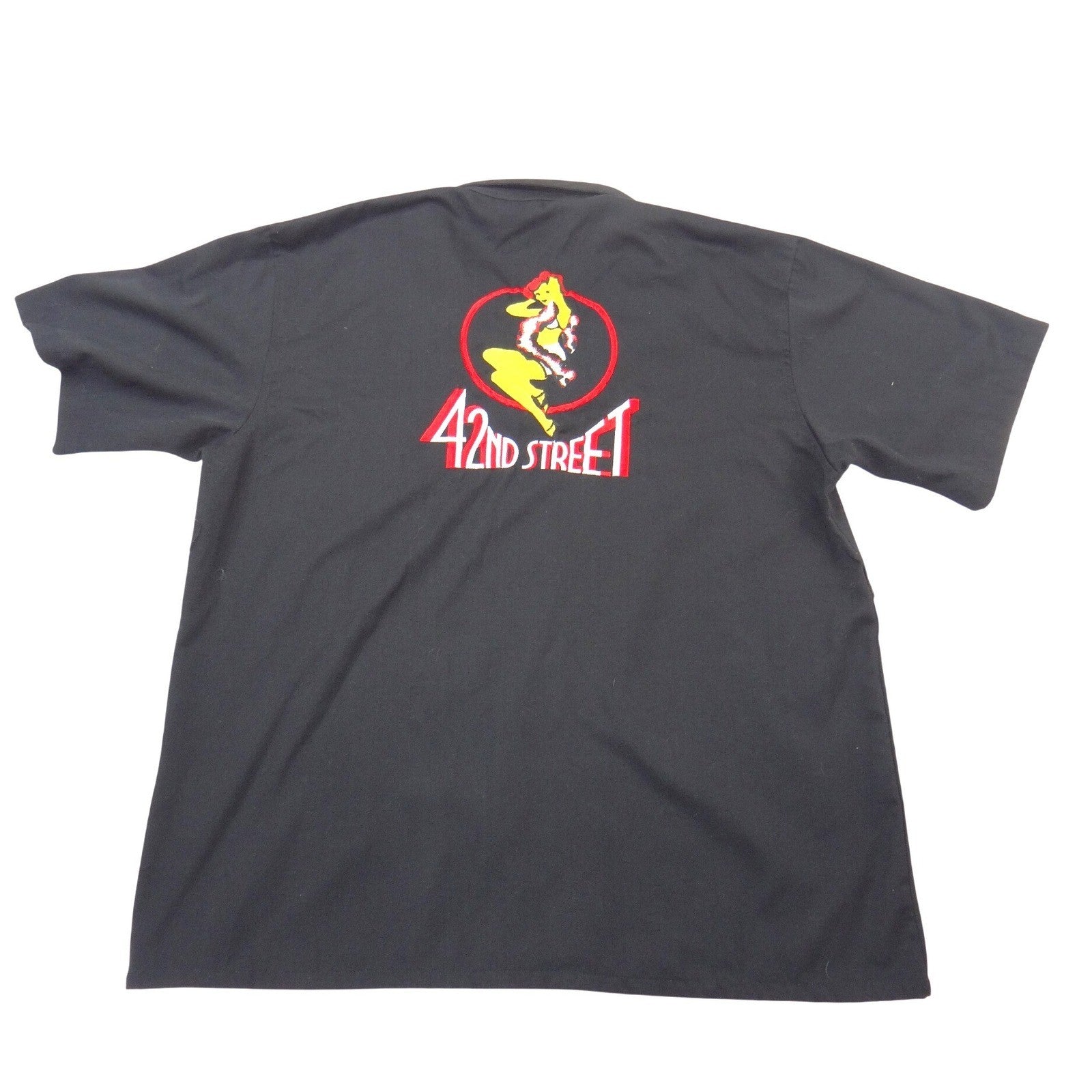 Vintage Black 42nd Street Pin-up Girl Embroidered Work Shirt Mens Dennis XL