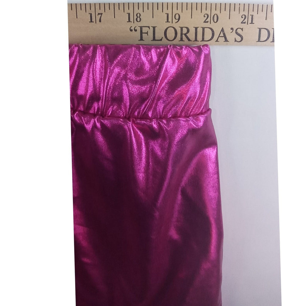Womens Shiny Pink Cargo Joggers Metallic Shiny Pants Festival Rave