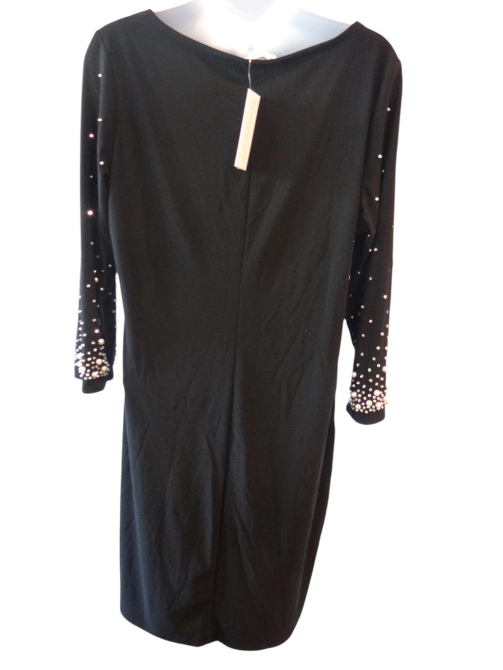 NWT Annalee and Hope Elegant Black Dress with Pearl and Rhinestone Sleeves