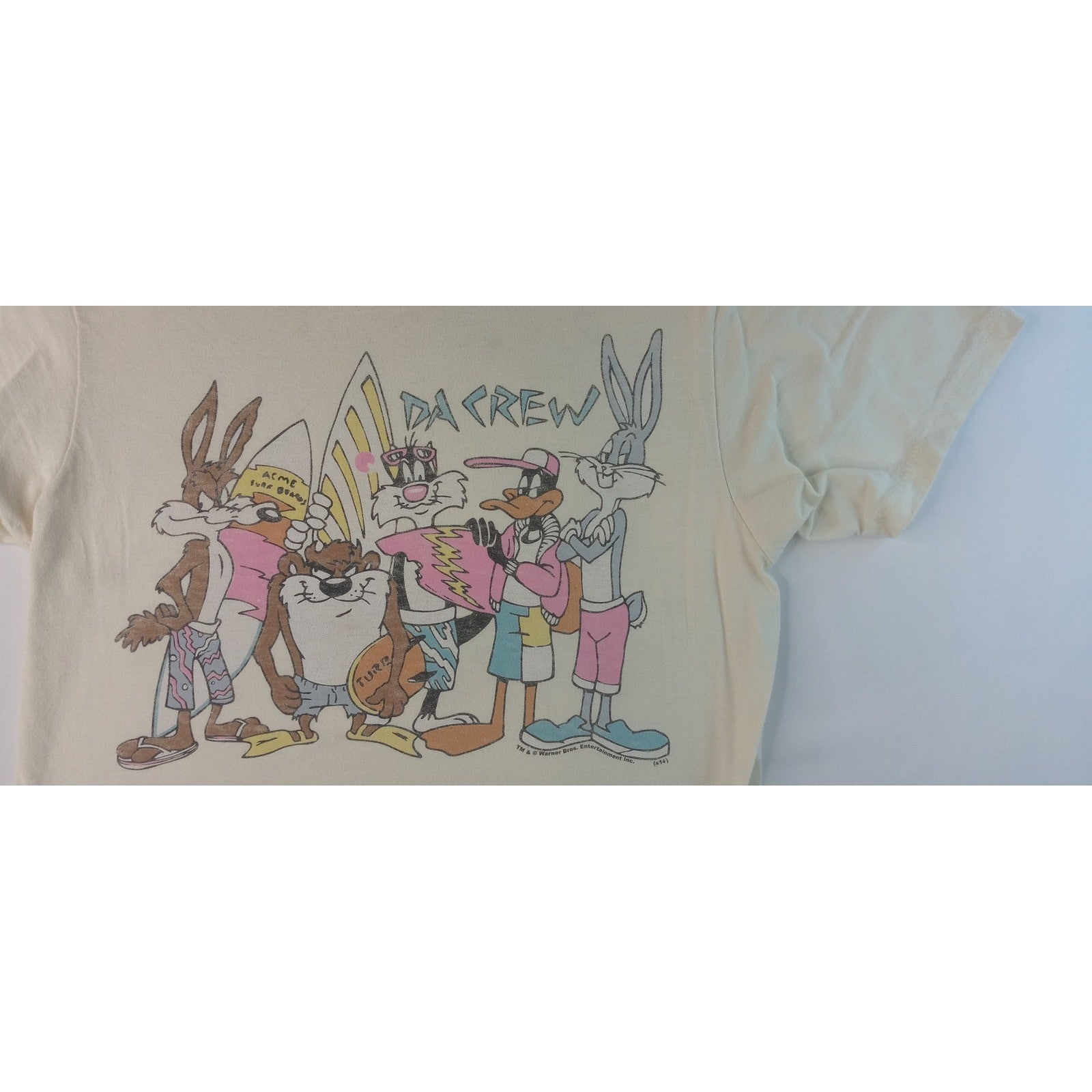 Vintage Looney Tunes Crew Graphic T Shirt Women's Cream Bugs Bunny Daffy Duck