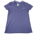 Nike Dri-FIT Womens V-Neck Short Sleeve Training Shirt Navy Blue Regular Fit M