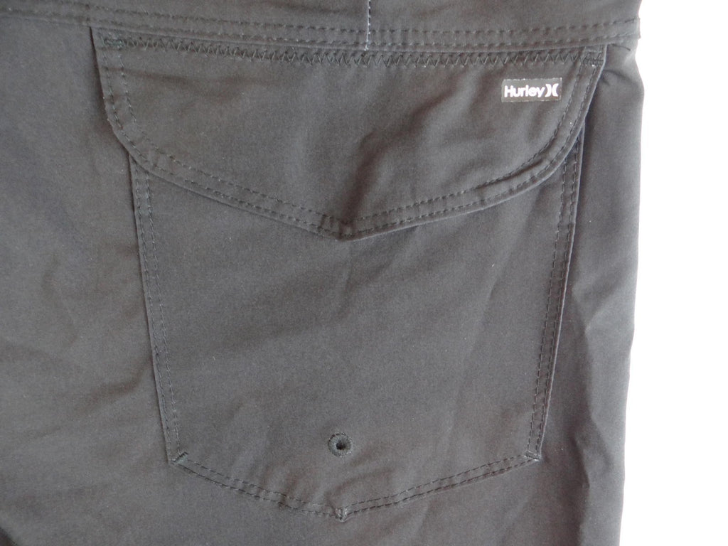 Hurley Men's Black Swim Shorts with Pink Stripe