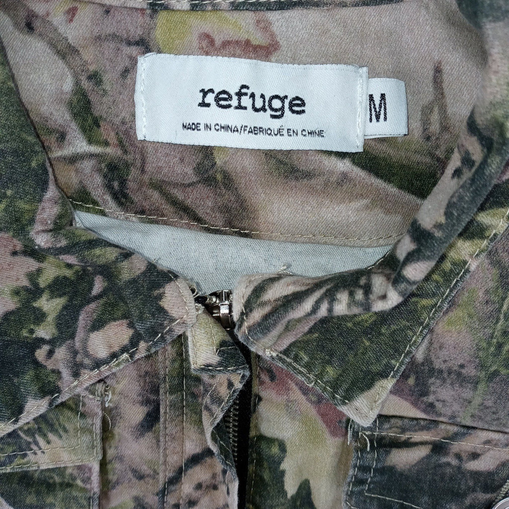 Refuge Camouflage Cropped Denim Jacket Women Size M Utility Pockets Casual